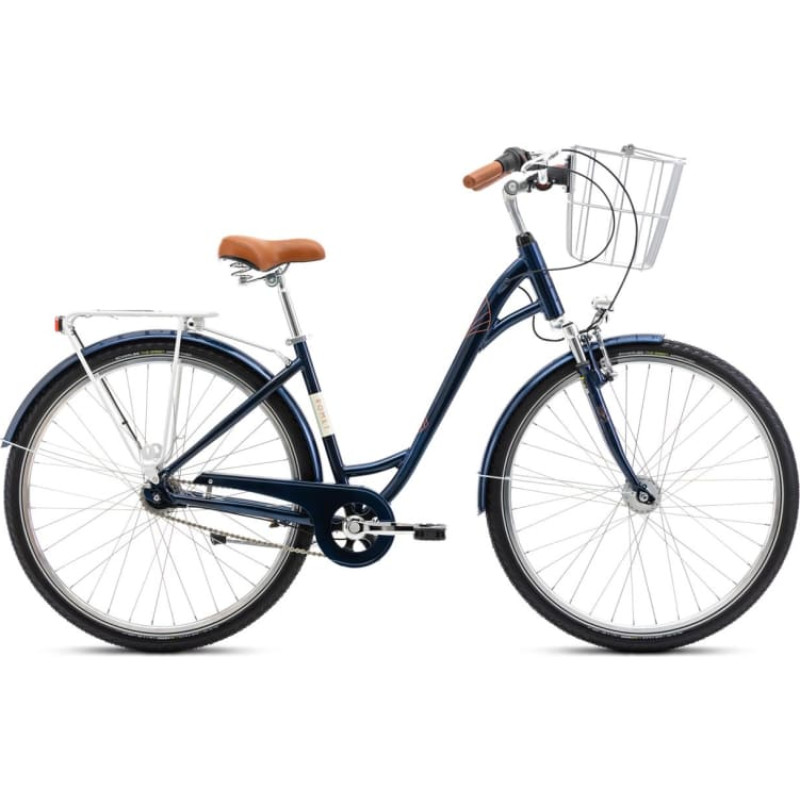 ROMET Art Deco Lux dviratis su priekiniu krepšiu, mėlynos spalvos, dydis (M)