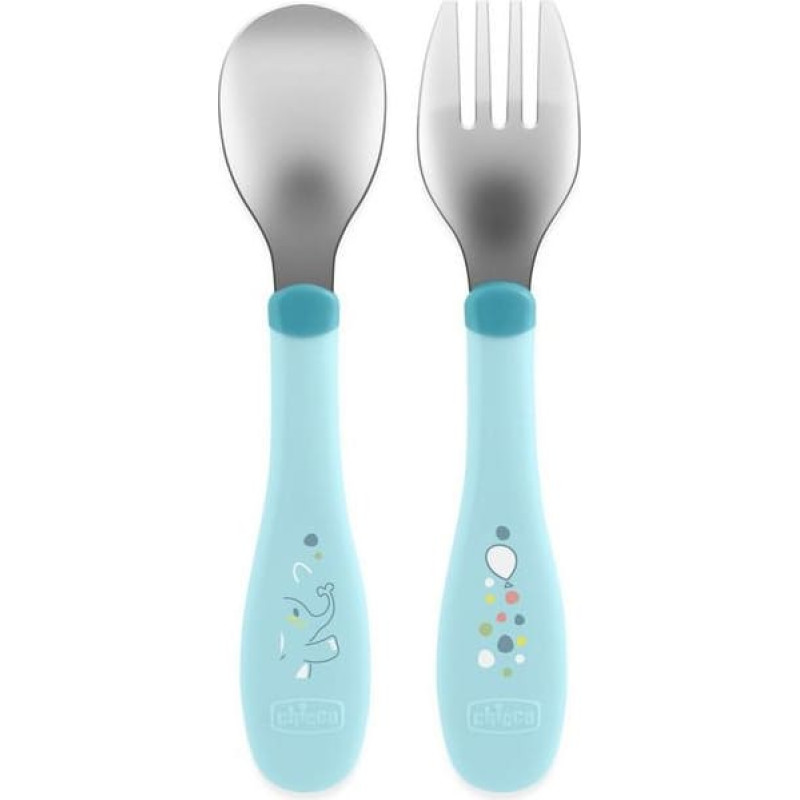 Chicco 179428 METAL CUTLERY 18M + TURQUOISE
