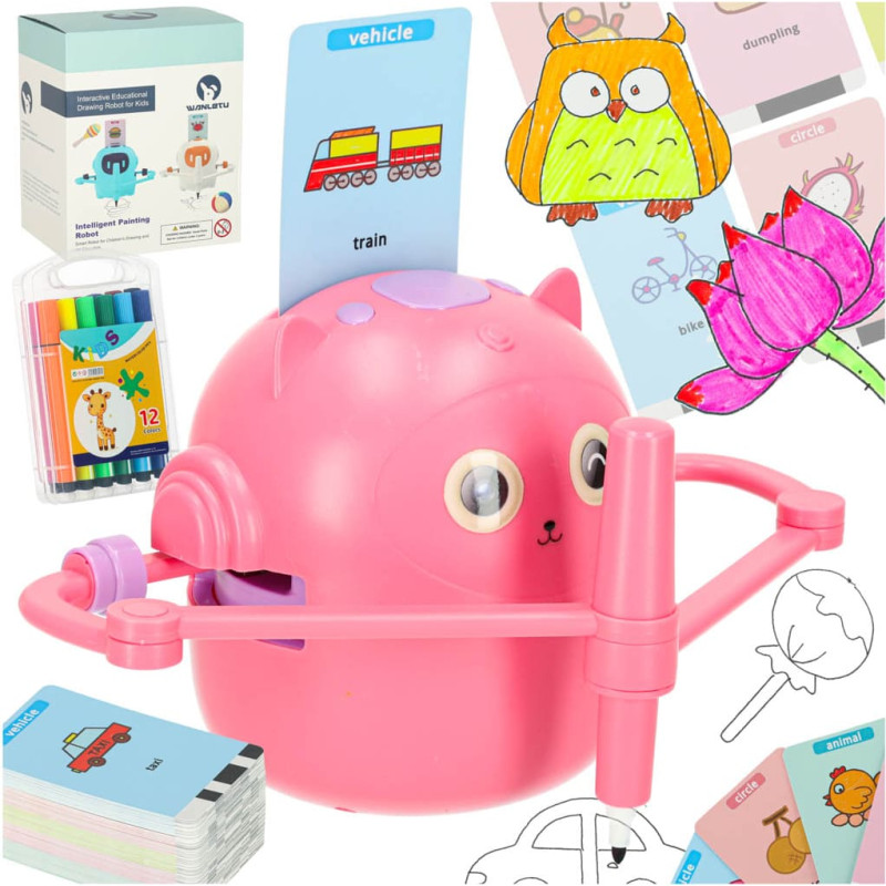Izglītojošs robots interaktīva mācīšanās zīmēt rakstīšanas fišu komplektu marķieri rozā krāsā