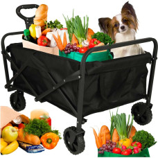 Paplūdimio pirkinių vežimėlis Sulankstomas turistinis vežimėlis 360 pasukama teleskopinė rankena