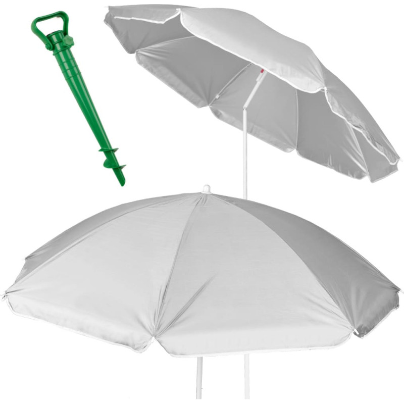 Pludmales lietussargs regulējams salokāms UV salokāms 150cm pelēks