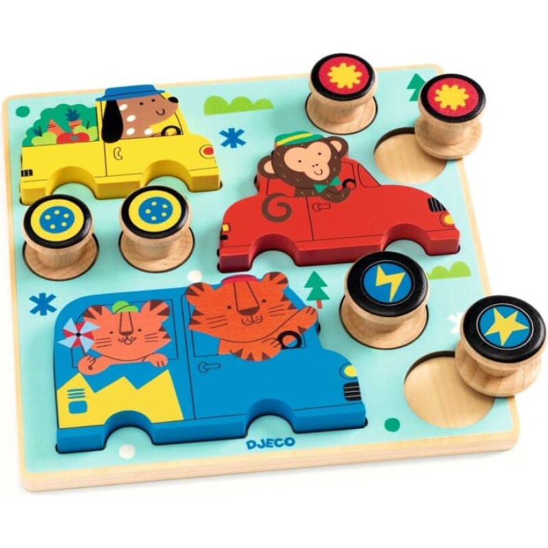 Djeco Medinė dėlionė - Konstravimo žaidimas - Automobiliai