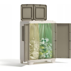 Keter Atkritumu &scaron;ķiro&scaron;anas sistēma Split Premium Wood 110L Recycling system 68x39x92cm gai&scaron;i bē&scaron;s/gai&scaron;i pelēks