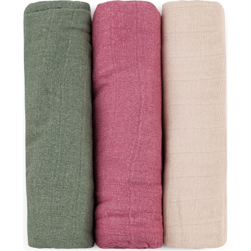 Petite&Mars 415369 Zestaw pieluszek z muślinu bambusowego 3 szt 68x68 cm Botanic Tones