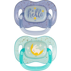 Canpol 34/944 Smoczek uspokajający silikonowy 18+m NightGlow 2szt niebieski