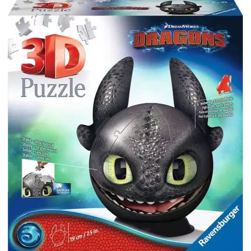 Ravensburger Round 3D Puzzle, 72 pcs, Dragon Figure