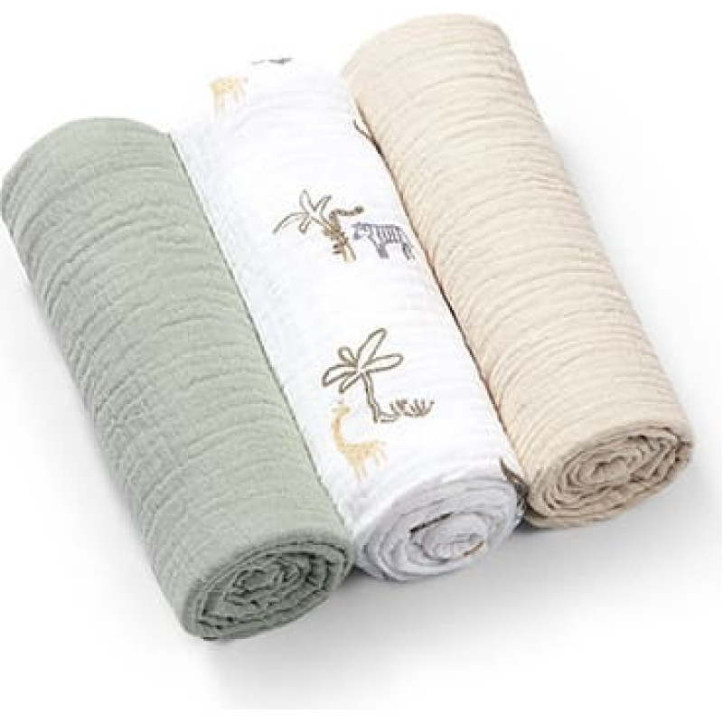 Babyono 828/04 itin švelnios susiglamžinto muslino sauskelnės, žalios