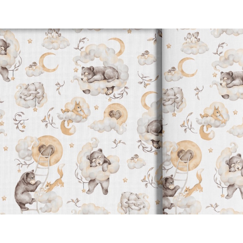 Minikid Autiņ&scaron; marles ANIMALS in the CLOUDS 70x80 cm