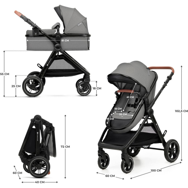 Kinderkraft W&oacute;zek wielofonkcyjny ESME 3w1 Moonlight Grey + MINK PRO 2