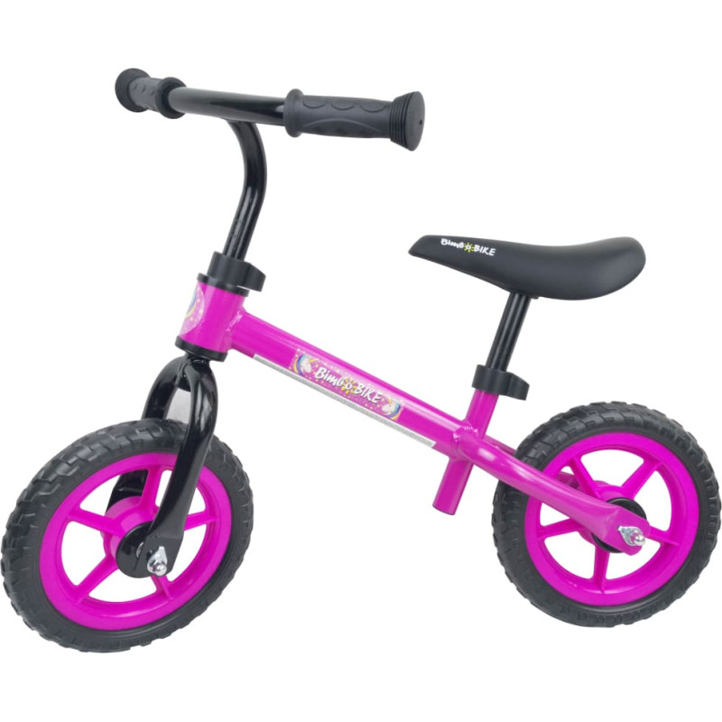 Bimbo Bike Vaikiškas balanso dviratis 10" „UNICORN“, rožinis/juodas
