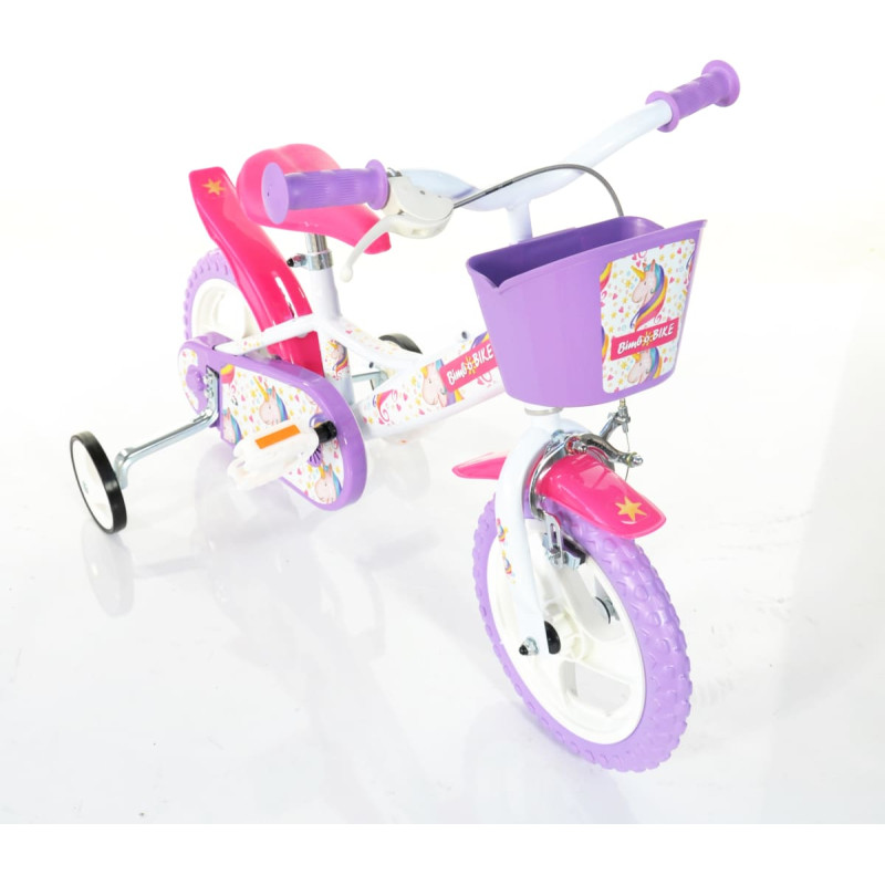Bimbo Bike Vaikiškas dviratis Bimbo Bike 12" "UNIVORN", baltas/violetinis,rožinis