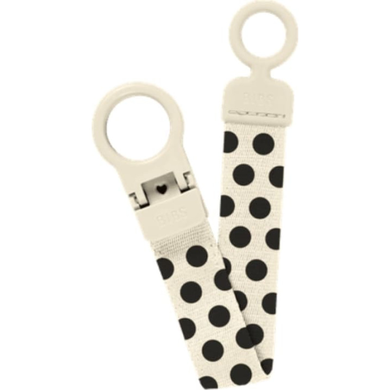 Bibs Studio Pacifier Clip Loop Polka Dot &ndash; Ivory / Black