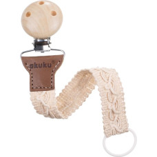 Akuku A0715 Tasiemka / zawieszka do smoczka bawełna ecru