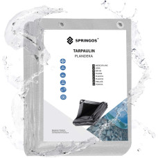 Springos Sodo brezentas sutvirtintas apsauginis lak&scaron;tas, pilkas, 3x5 m 260 g/m2