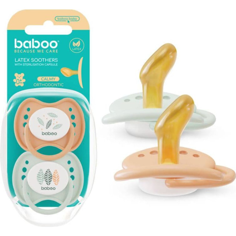 Baboo Calmy ortodontiskais lateksa knupītis Peachy Keen, 0+ mēne&scaron;i, 2 gab.