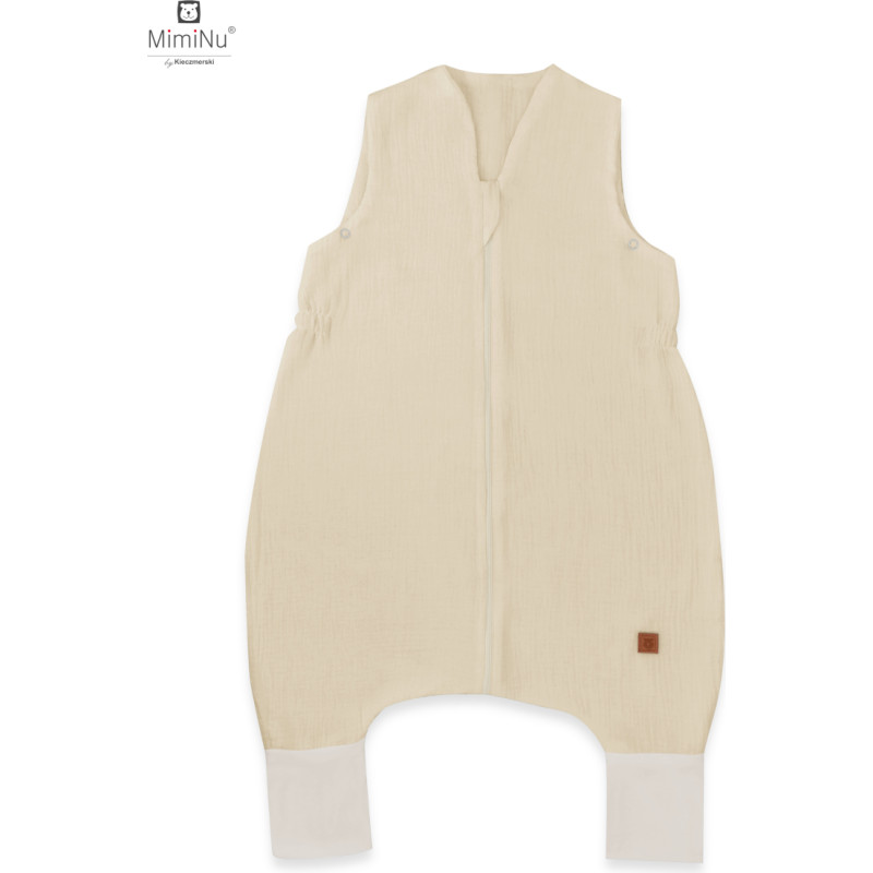 Miminu KIECZMERSKI Śpiworek do spania letni z nogawkami MUŚLIN S bawełna 100% 1-2,5 lat, 0,5-1TOG ciepły beż