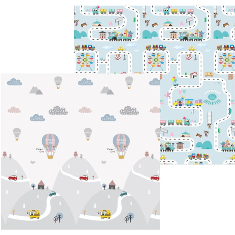 Lavinamasis dvipusis sulankstomas putų kilimėlis 150 × 200 cm, balionai ir gatvė