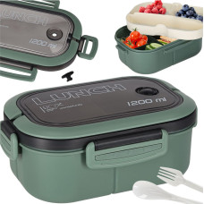 Pusdienu kaste brokastu kaste ar nodalījumiem sadalīta 1200ml zaļa