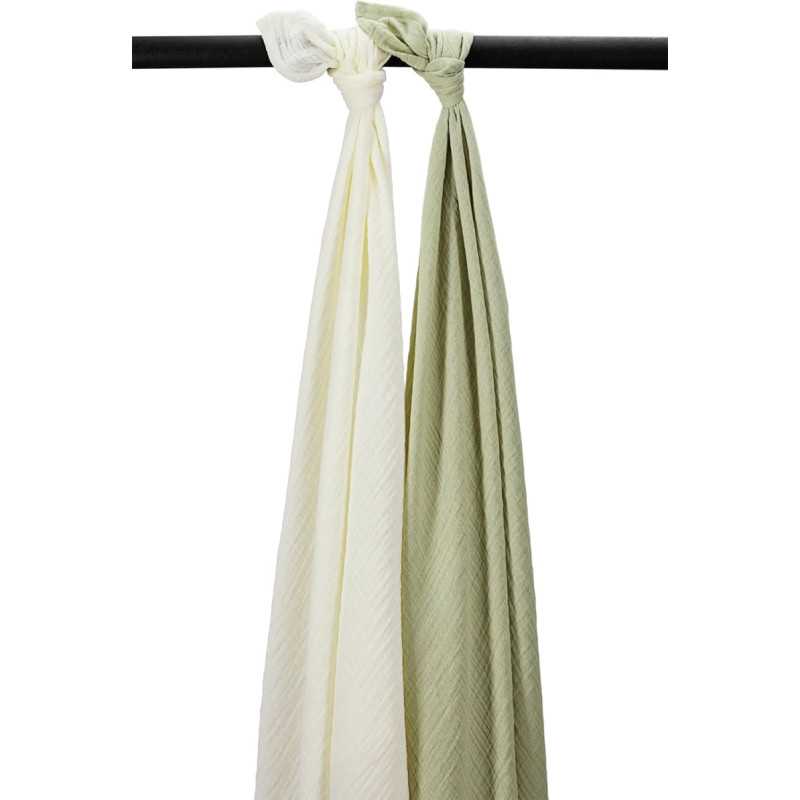 Meyco Baby muslīnu autiņu komplekts Natural/Soft Olive (2 gab., 120x120 cm)