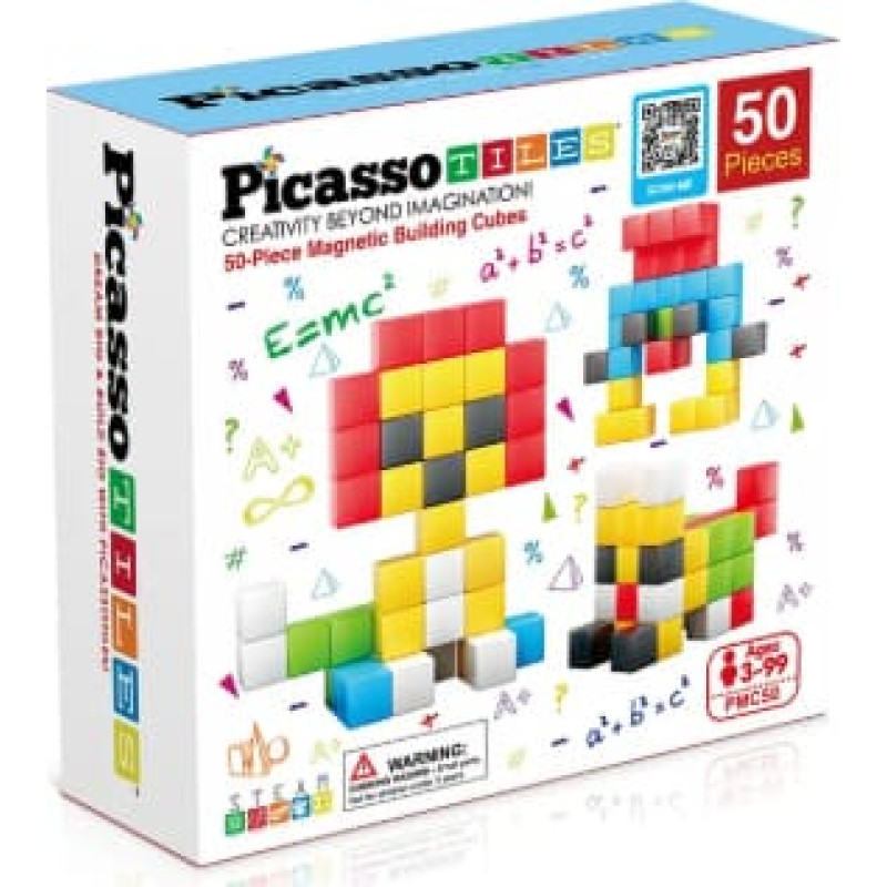 Picasso Tiles Magnētiskais konstruktors magnētiskie kubi 50 detaļas, PMC50