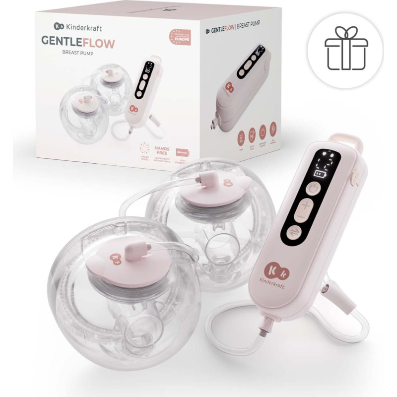 Kinderkraft pārnēsājamais dubultais elektriskais krūts sūknis GENTLEFLOW, pink, KEGEFL00PNK0000