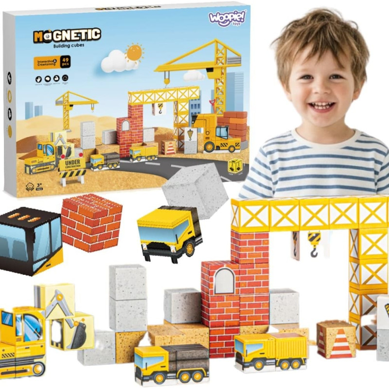 Woopie Magnetic Construction Cubes Construction Site 49 pcs.