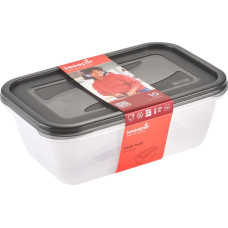 Keeeper Pārtikas trauciņu komplekts taisnstūrveida  3x2,4L Fredo &bdquo;Fresh&ldquo; caurspīdīgs/kristāla pelēks
