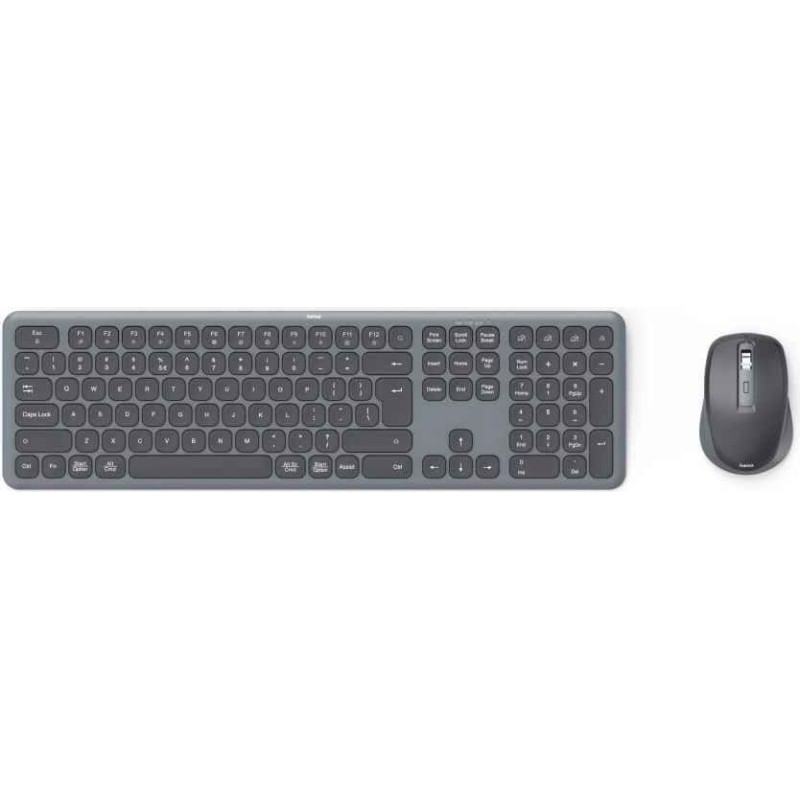 Hama U8173065 WKM-550 Multi Device Wireless Keyboard and Mouse Set with QWERTY Assist AI, Gray