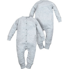 La Bebe ™ NO Baby Romper Art.102449 Grey Zīdaiņu rāpulīši ar garām piedurknēm no kokvilnas