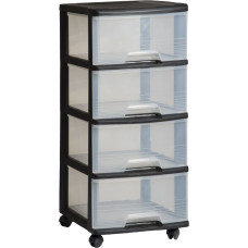 Curver Atvilktņu sistēma ar 4 atvilktnēm 20L Drawer System 37x39x80,5cm melna/caurspīdīga