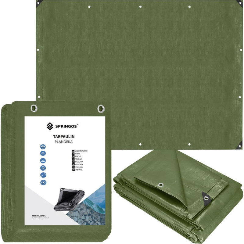Springos Brezentas 5x8m Springos GA2127 120g/m2 storio apsauginis žalias lapas