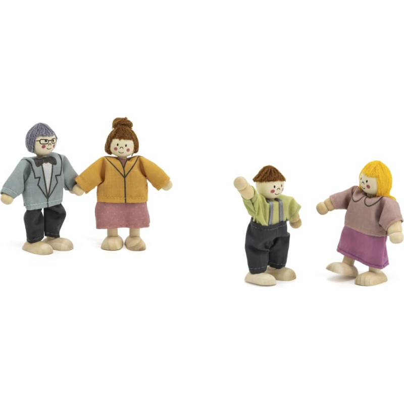 Viga Zestaw Drewnianych Laleczek Materiałowe Ubranka 4 szt