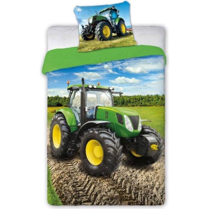 POŚCIEL KPL.140X200+70X90 BAW. TURBO 4X4 006 ZIELONY TRAKTOR MŁ.