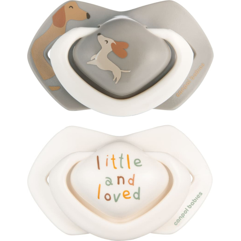 Canpol BABIES silikona simetriskie knupīši Light Touch DOGS, 0-6m,  2 gab.,  22/670