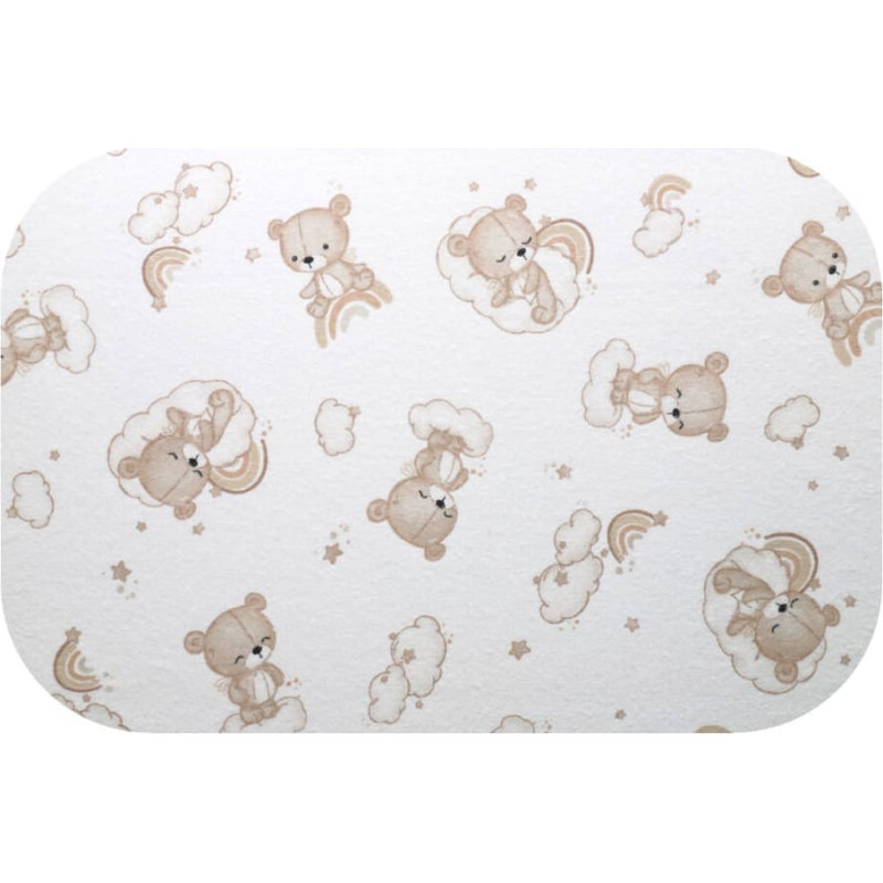 Ega Kids vystykla - 4008 - FLANNEL PRINT - EGA - TEDDY BEAR  ON CLOUDS - BEIGIE -size 70x80 cm