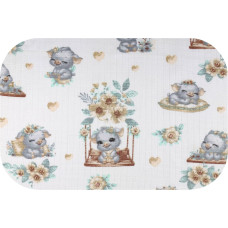 Ega Kids Diaper - 30046 - TETRA PRINT - EGA - PIGGY on a SWING -  GREY - size 70x80 cm