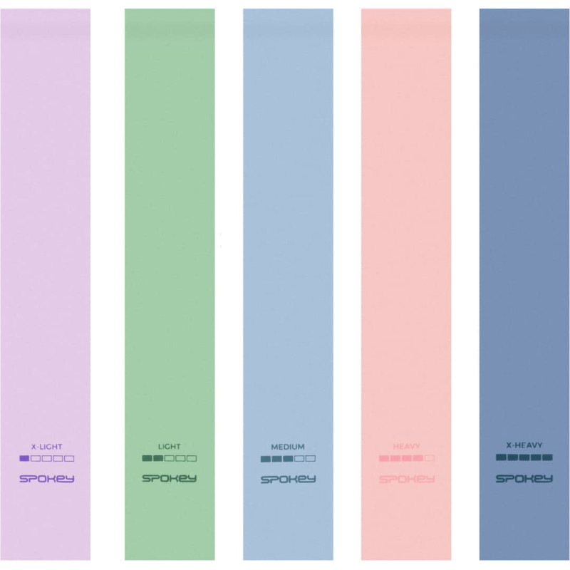 Spokey ARTIO – 5 pasipriešinimo juostų rinkinys su skirtingais pasipriešinimo lygiais