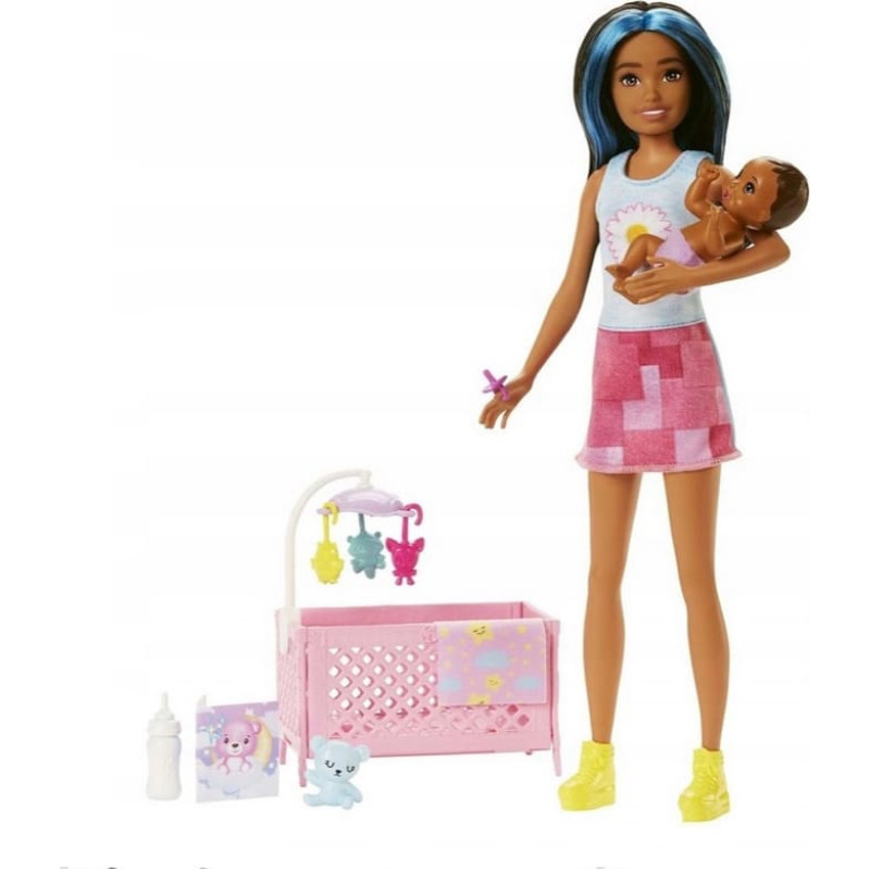 Barbie Doll - HJY34 / 98309 - BARBIE - SKIPPER - BABYSITTERS - with crib