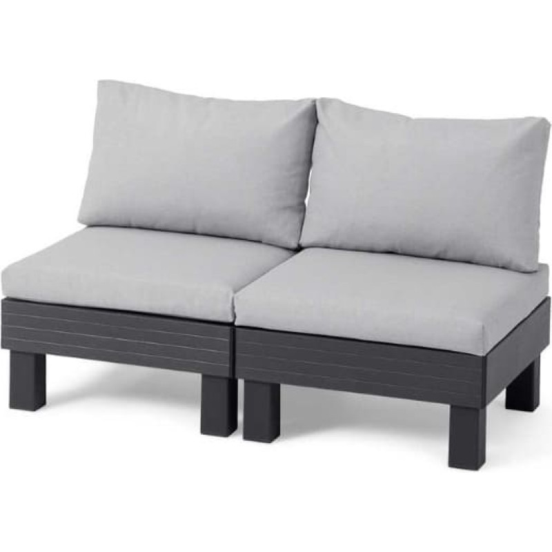 Keter dvivietė sodo sofa Elements 2 Seater, pilka/šviesiai pilka