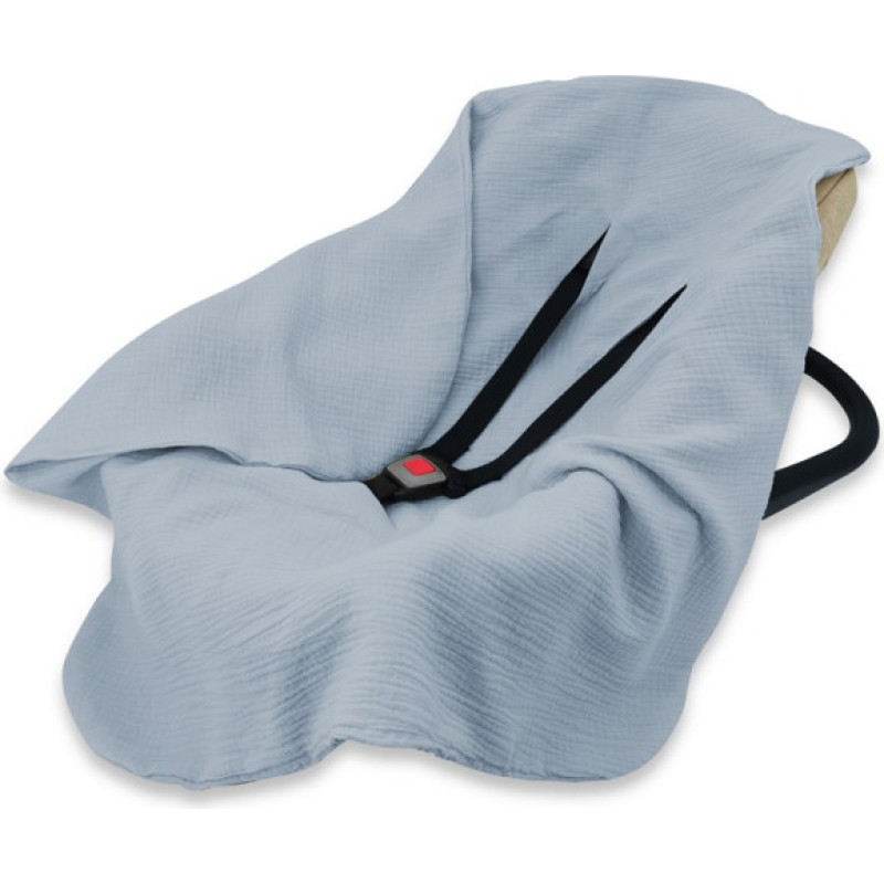 Miminu KIECZMERSKI Otulacz muślinowy - kocyk do nosidełka, fotelika kubełkowego 75x75 cm MUŚLIN bawełna 100% jeans