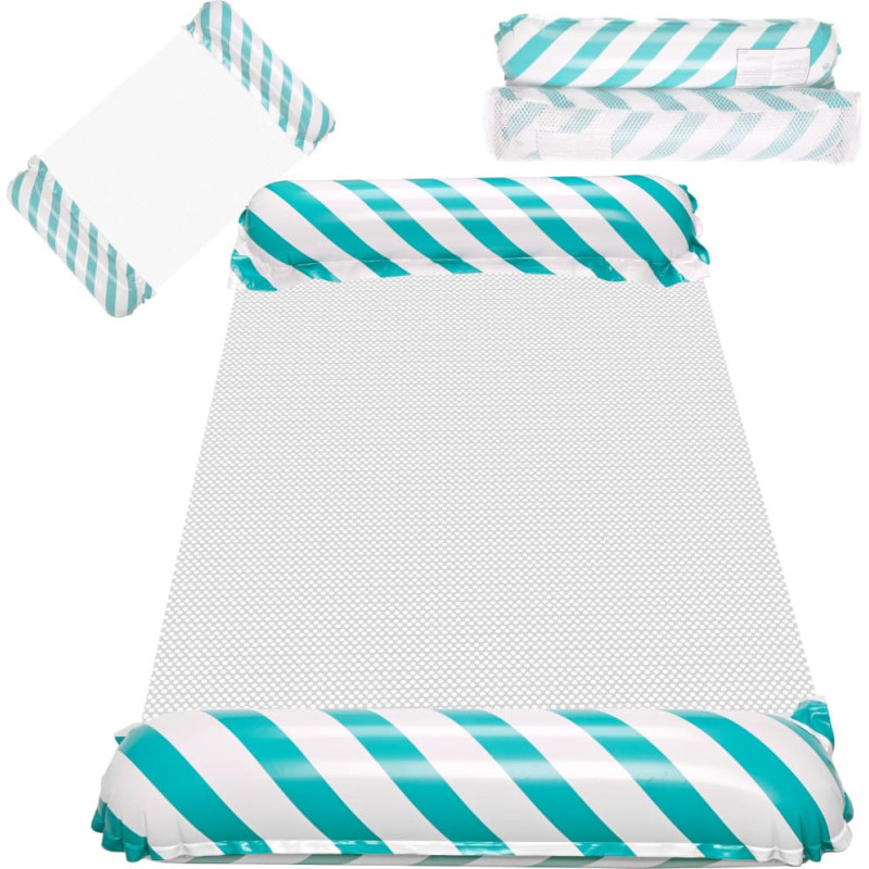 Materac dmuchany plażowy hamak wodny leżak fotel krzesło do pływania basenu niebieski