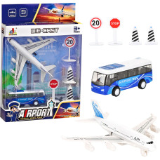 ZESTAW LOTNISKO SAMOLOT METALOWY NAPĘD