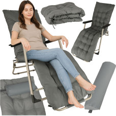 LUARO sulankstoma lauko ir turizmo poilsio kėdė su pagalvėle, pilka