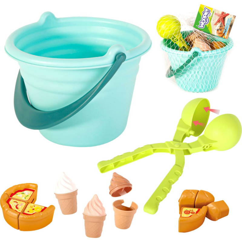 Woopie smėlio žaidimų rinkinys 2-in-1 – ledai ir sniego gniūžčių fabrikas, 15 dalių