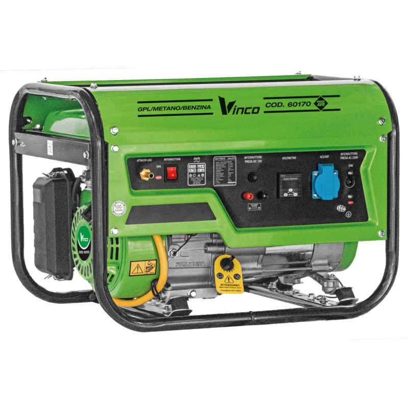 POWER GENERATOR PT2500Q-LPG VINCO 3.5 KW / 7.5 HP / 15 L 230 V / 12 V / LPG / CNG