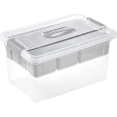 Keeeper Kaste ar vāku un organaizeru organizer box Henri 29x41x20cm 16L gaiši pelēka/caurspīdīga