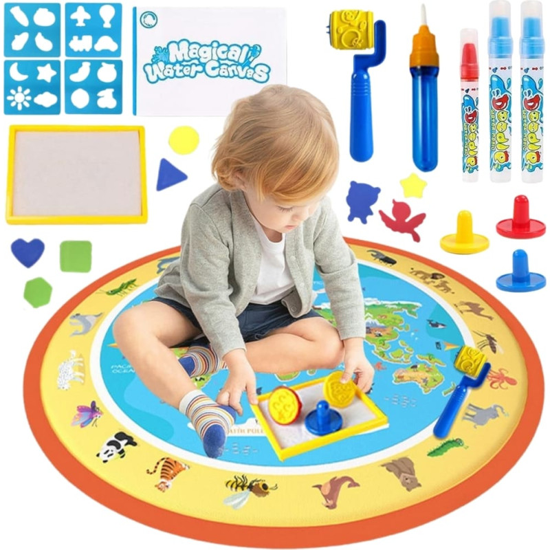 Woopie Magiczna Mata Wodna do Malowania Okrągła ZOO 23 el.