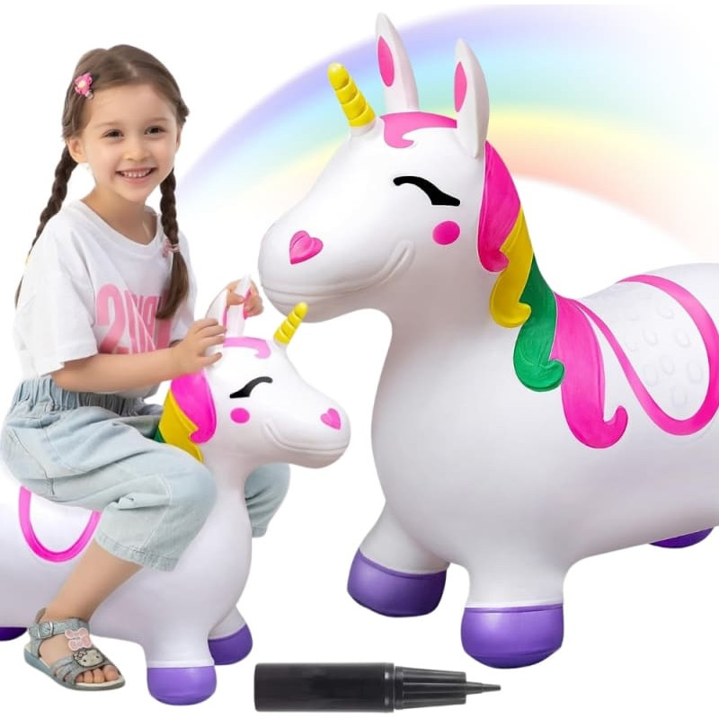 Woopie Skoczek Gumowy do Skakania Jednorożec Biały+ Pompka