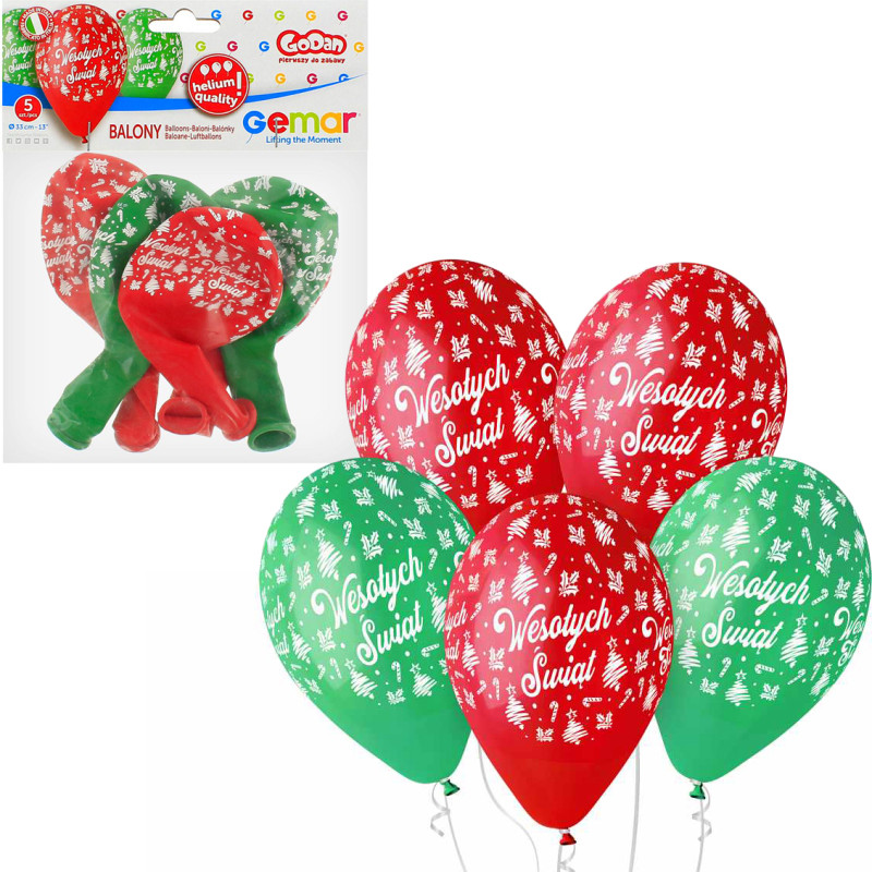 BALONY WESOŁYCH ŚWIĄT 5 SZTUK