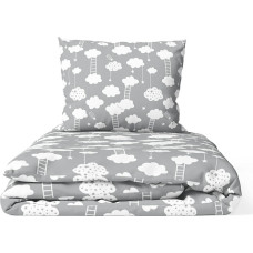Ankras 2 dalių patalynės komplektas - 120x90, 40x60  - CLOUDS with LADDER - GREY